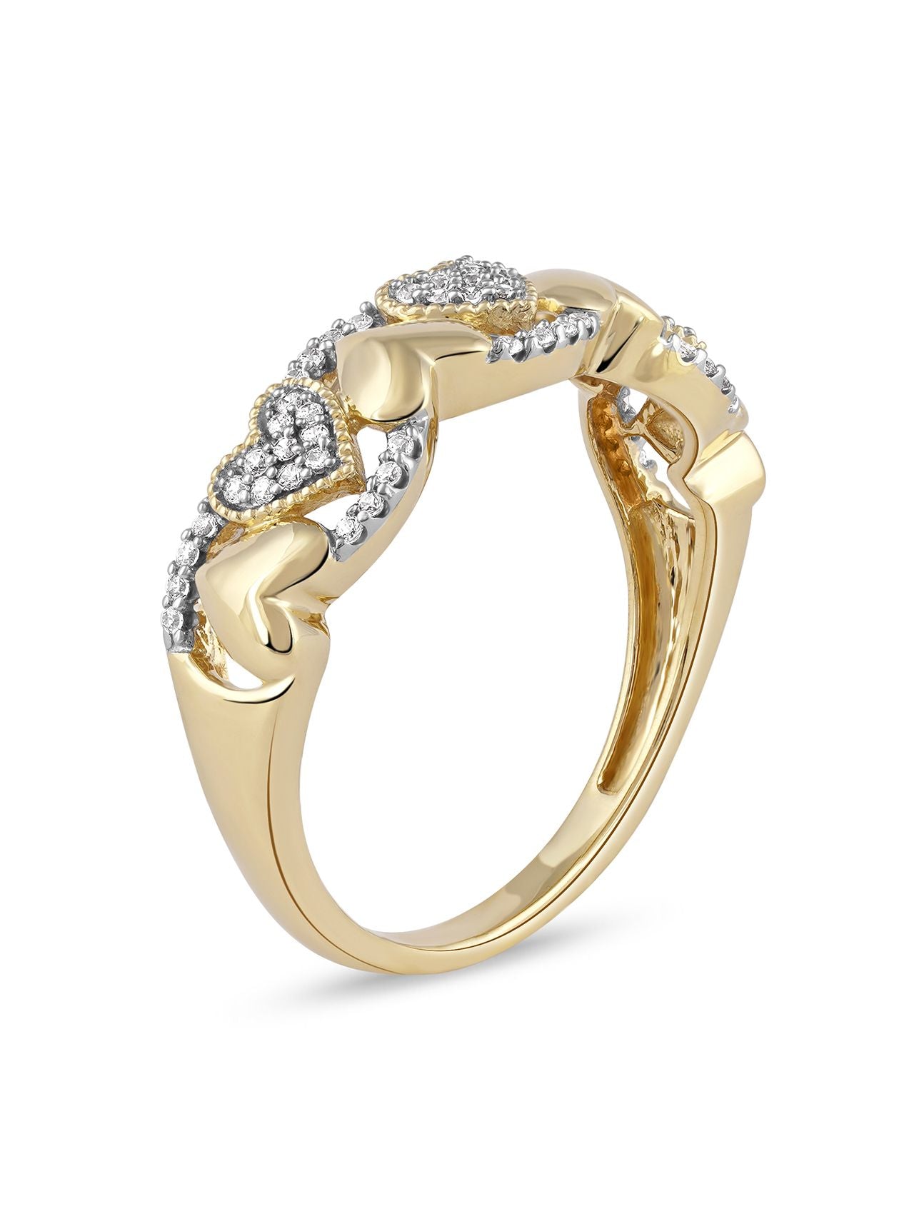  May & June 1/6ct TDW Diamond Heart Fashion Ring - Yellow - Bonton