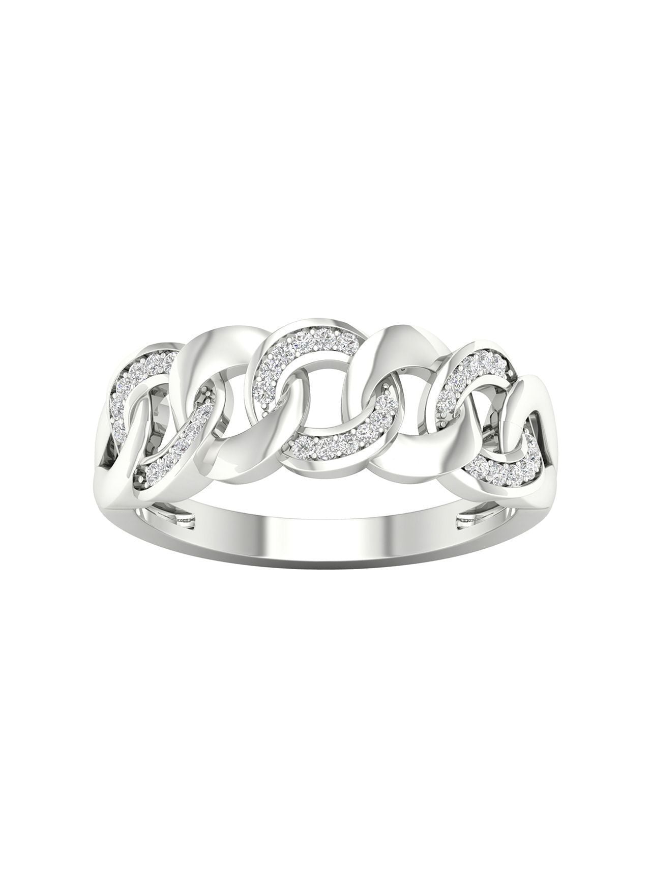  May & June 1/10ct TDW Diamond Cuban Link Ring - White - Bonton