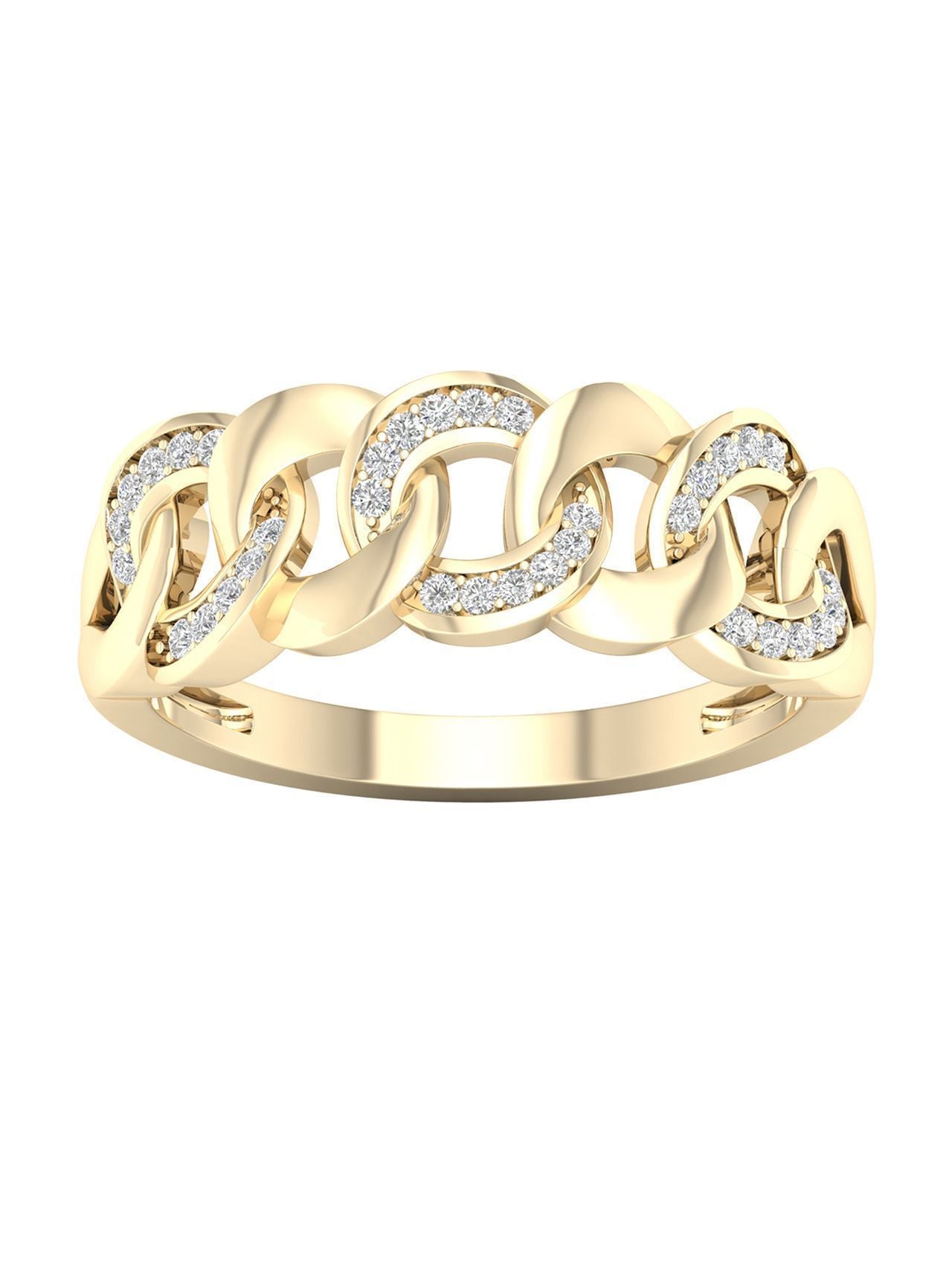  May & June 1/10ct TDW Diamond Cuban Link Ring - White - Bonton