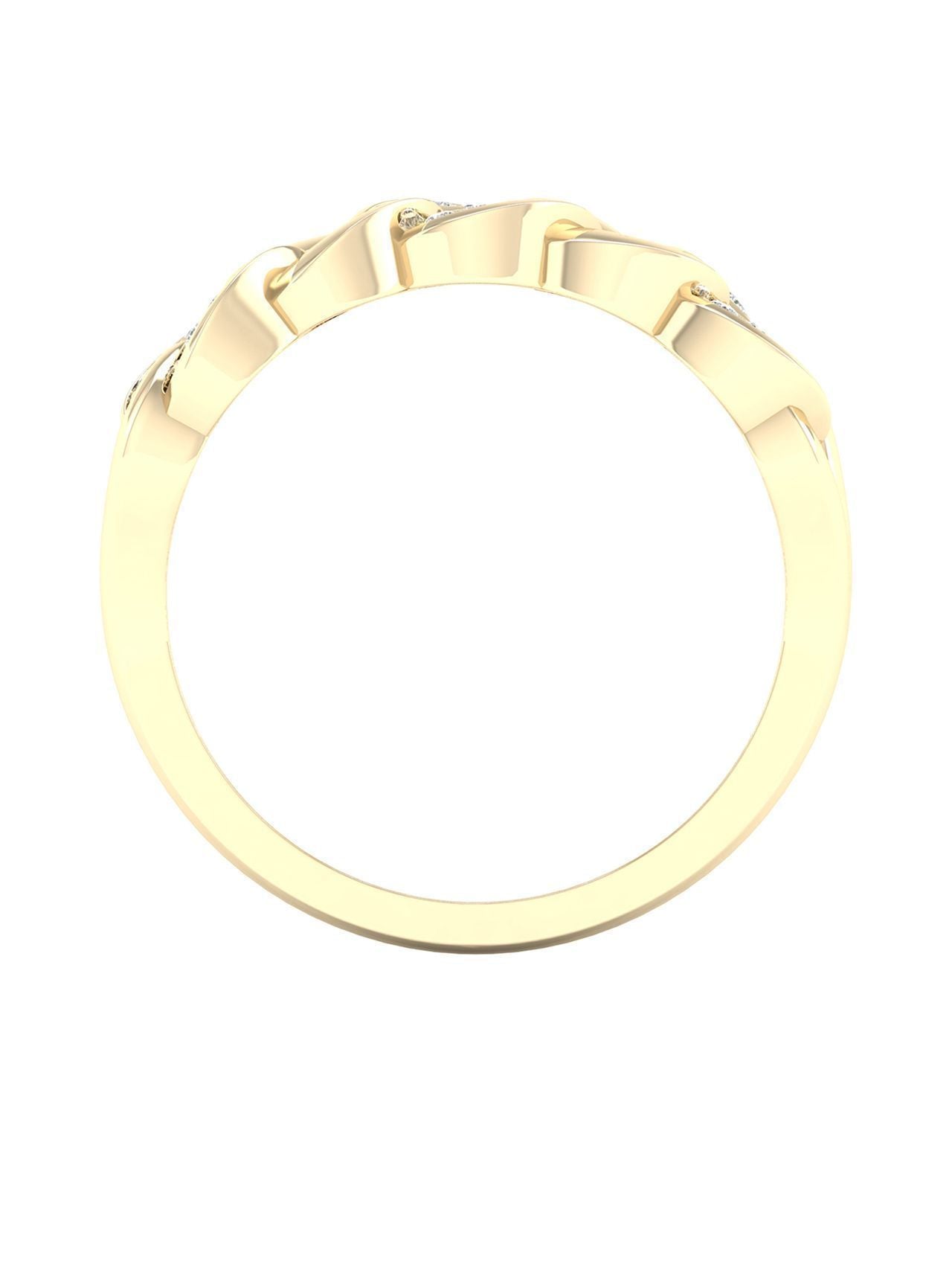  May & June 1/10ct TDW Diamond Cuban Link Ring - Yellow - Bonton