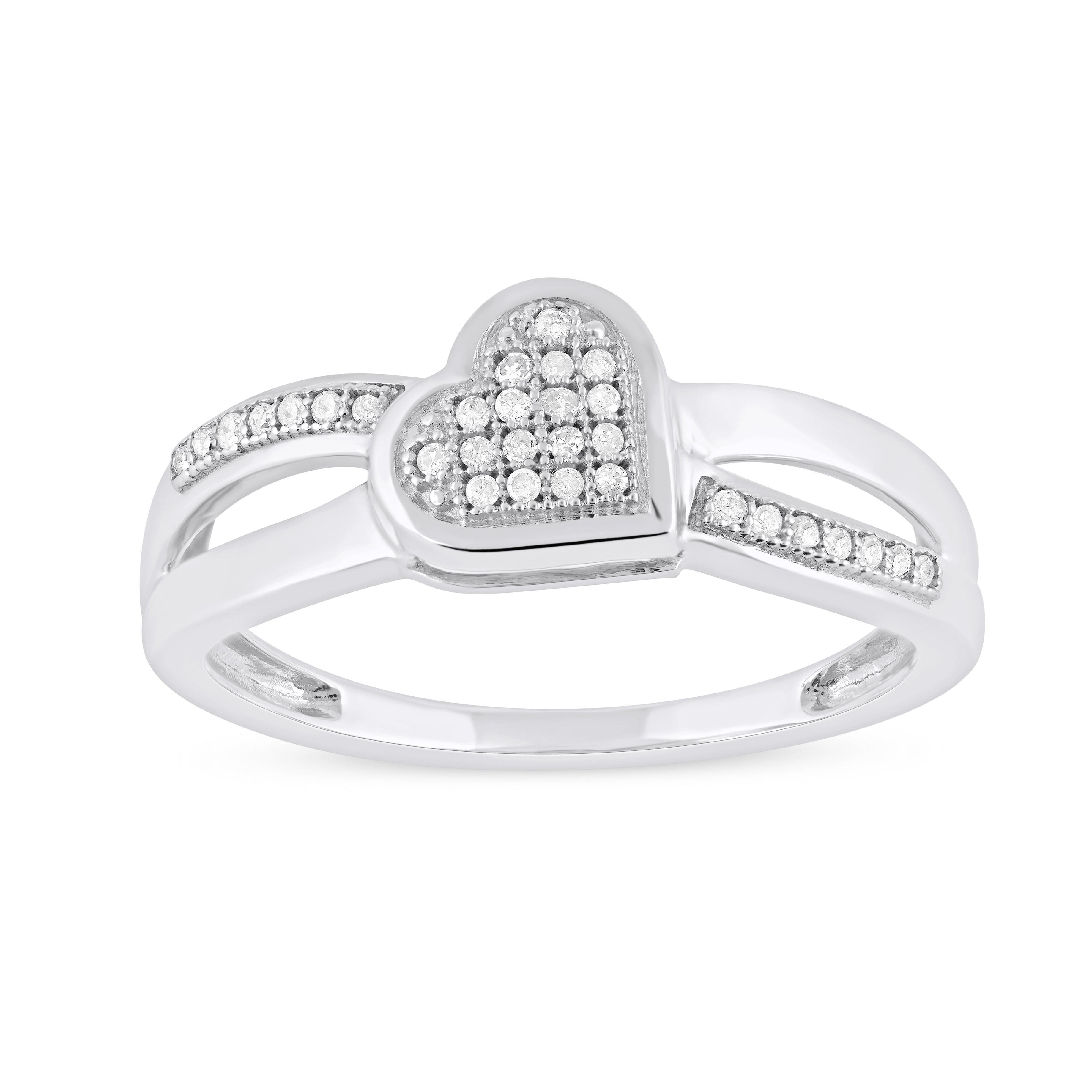  May & June 1/10ct TDW Diamond Heart Fashion Ring - White - Bonton