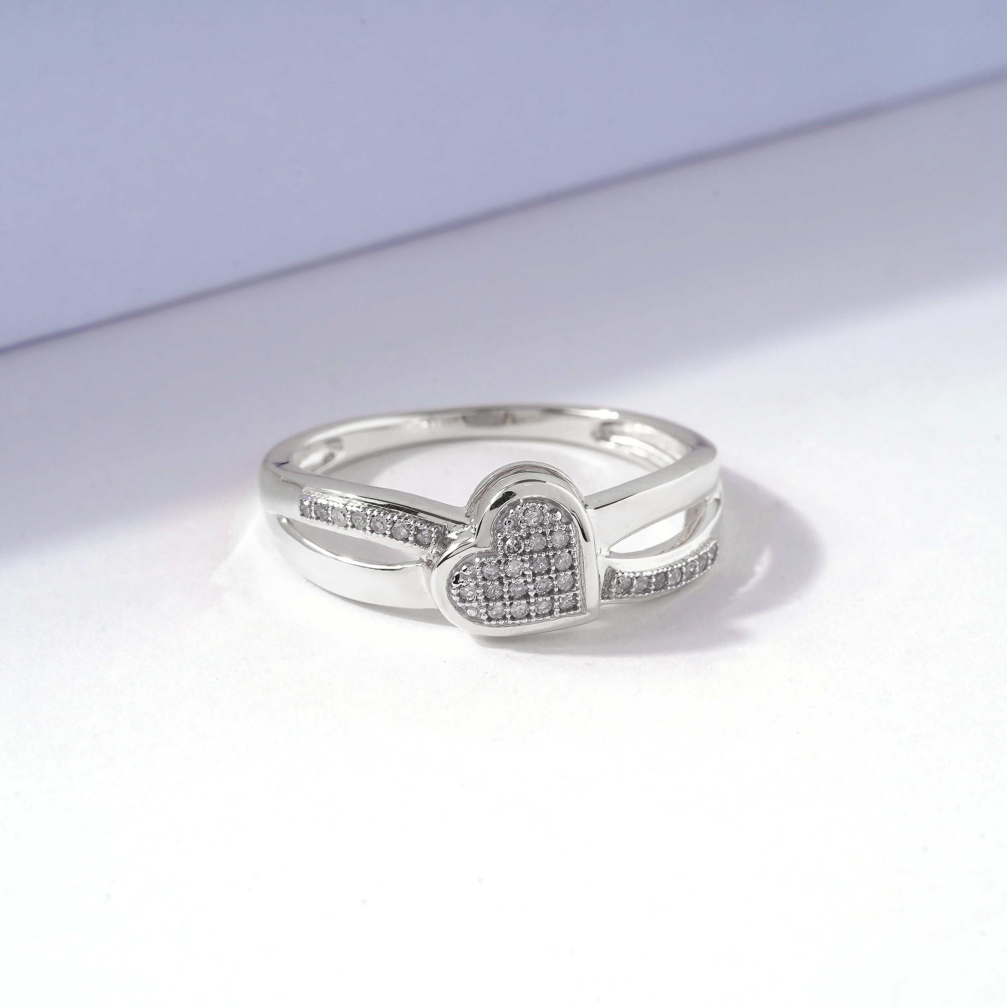  May & June 1/10ct TDW Diamond Heart Fashion Ring - White - Bonton