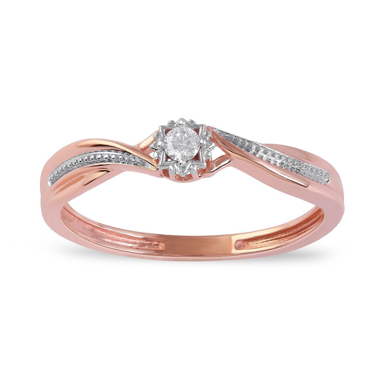  May & June 1/20ct TDW Diamond Bypass Promise Ring Set - Pink - Bonton