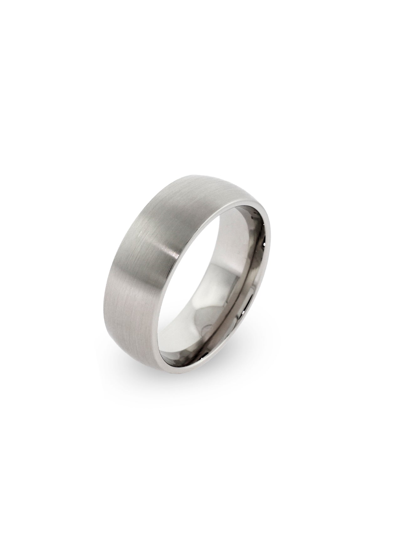  Kenneth Roberts Men's Brushed Stainless Steel Wedding Ring - Metallic - Bonton