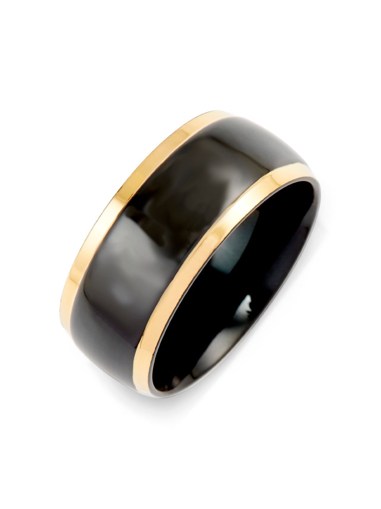  Kenneth Roberts Men's Black Steel Lined Ring Gold - Black - Bonton