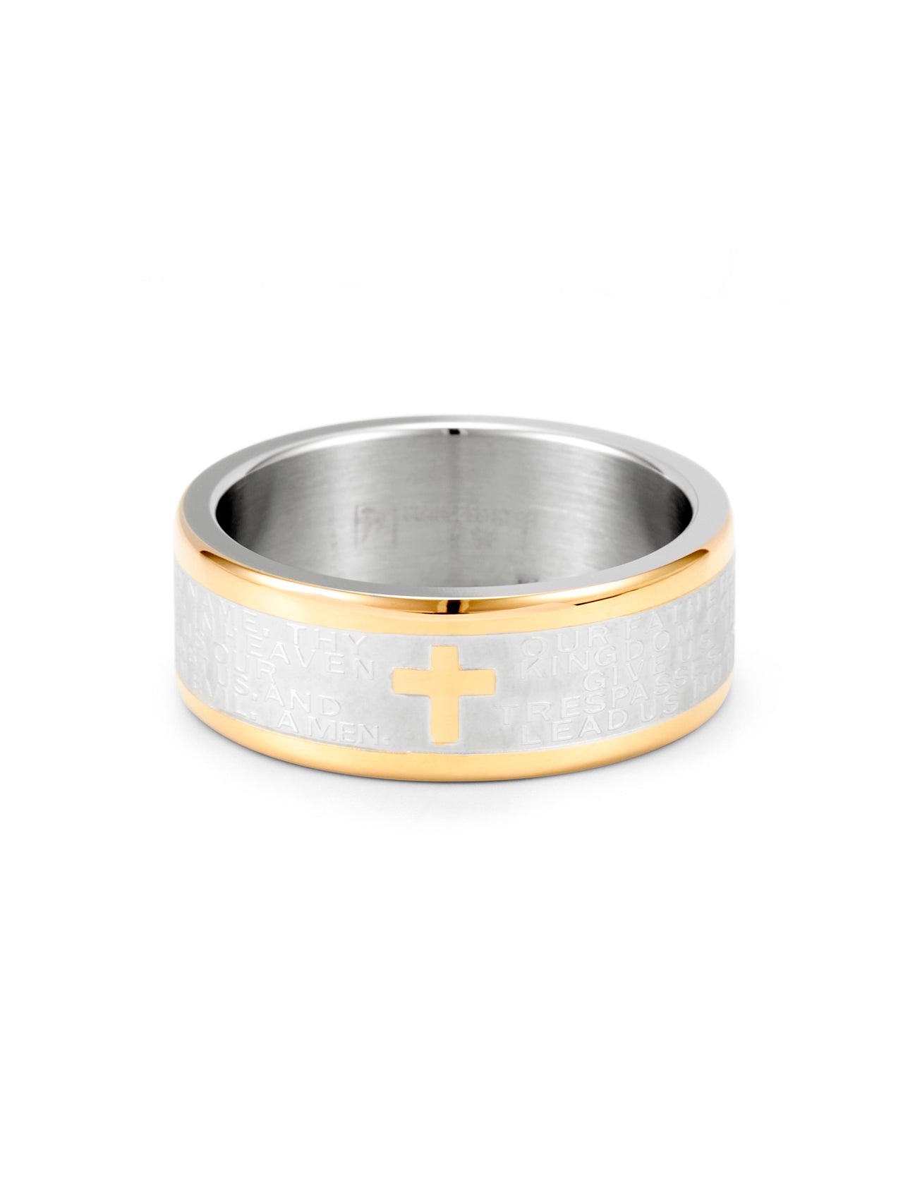  Kenneth Roberts Men's Stainless Steel Lord's Prayer Ring - Metallic - Bonton