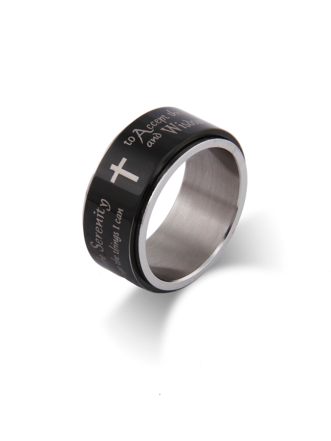  Kenneth Roberts Men's Serenity Prayer Spinner Ring - Silver - Bonton