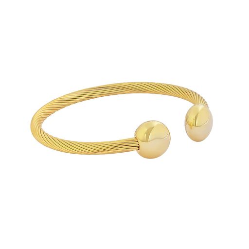  Gemesis Jewels by Edforce Bold Cable Wire Cuff Bracelet - Gold - Bonton