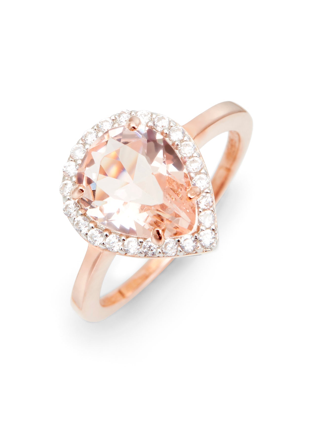  Relativity Morganite Teardrop Rose Gold Engagement Ring - Rose Gold - Bonton