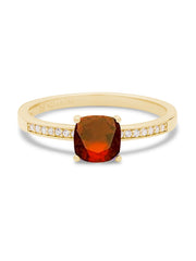 Gold Birthstone Cushion Cut Band Ring