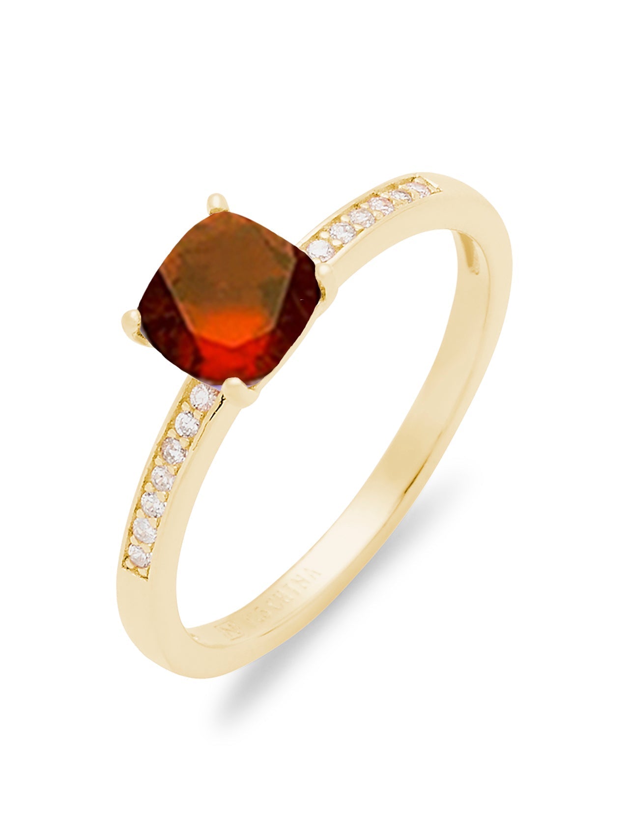  Relativity Gold Birthstone Cushion Cut Band Ring - Red-July - Bonton