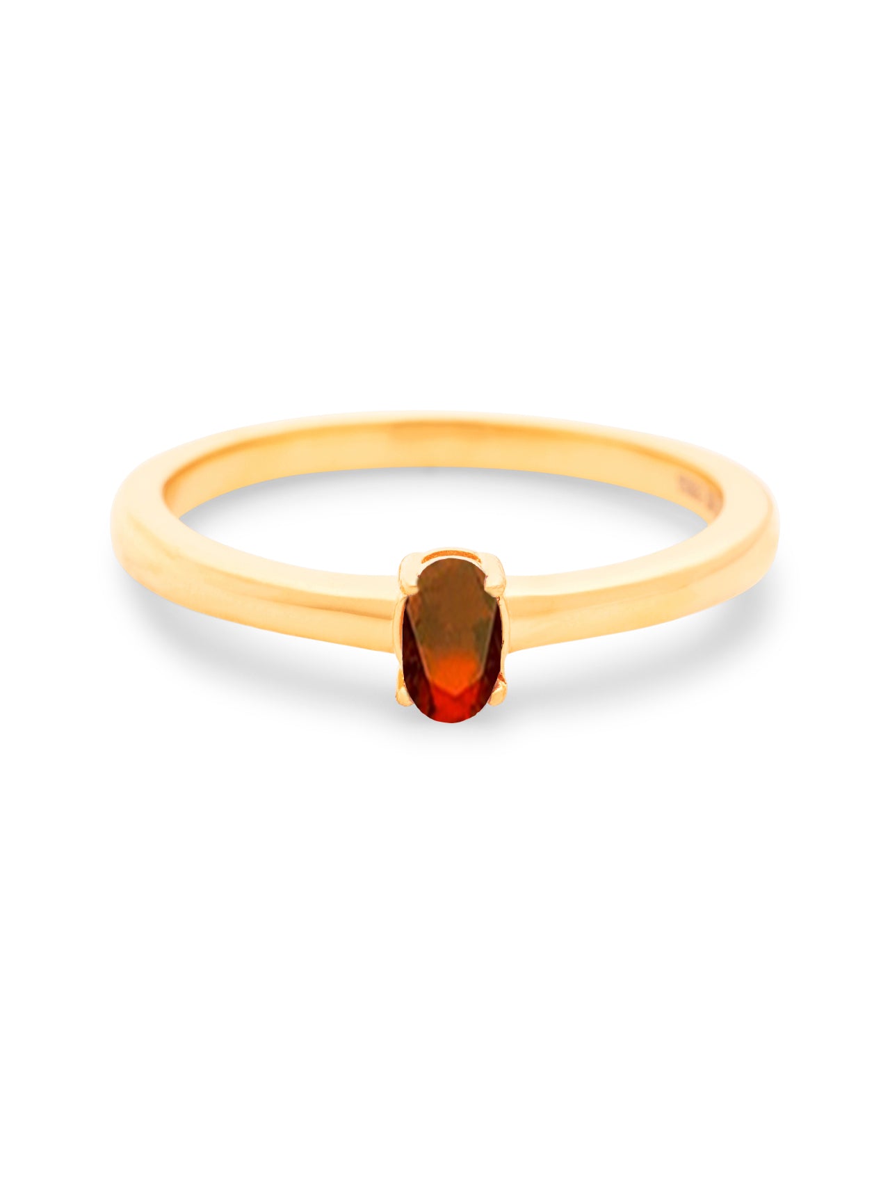  Relativity Gold Petite Oval Birthstone Ring - Red-July - Bonton