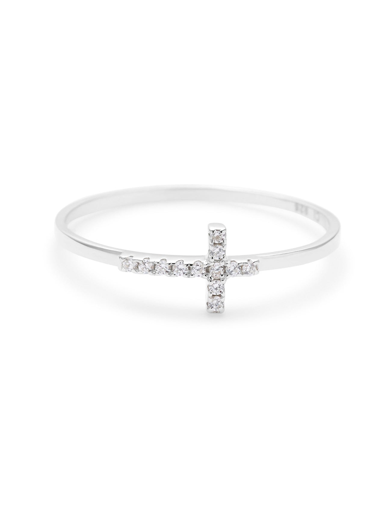  Relativity CZ Sideways Cross Ring - Silver - Bonton