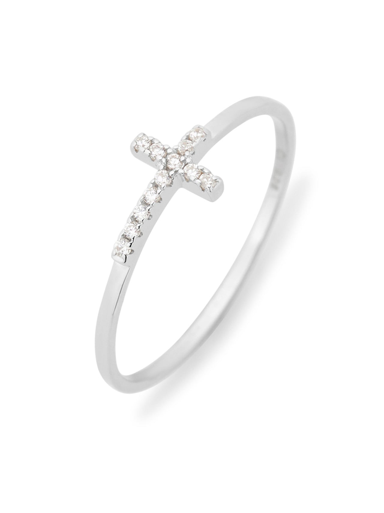  Relativity CZ Sideways Cross Ring - Silver - Bonton