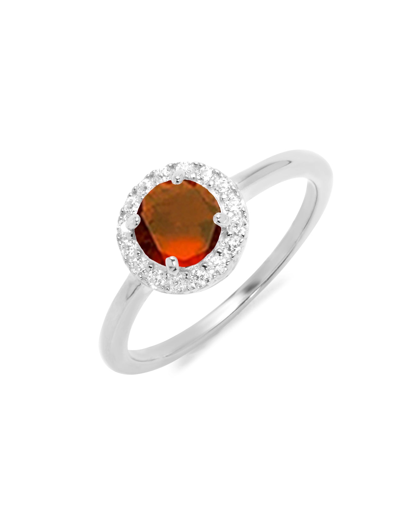  Relativity Silver Birthstone CZ Halo Ring - Yellow-Nov - Bonton