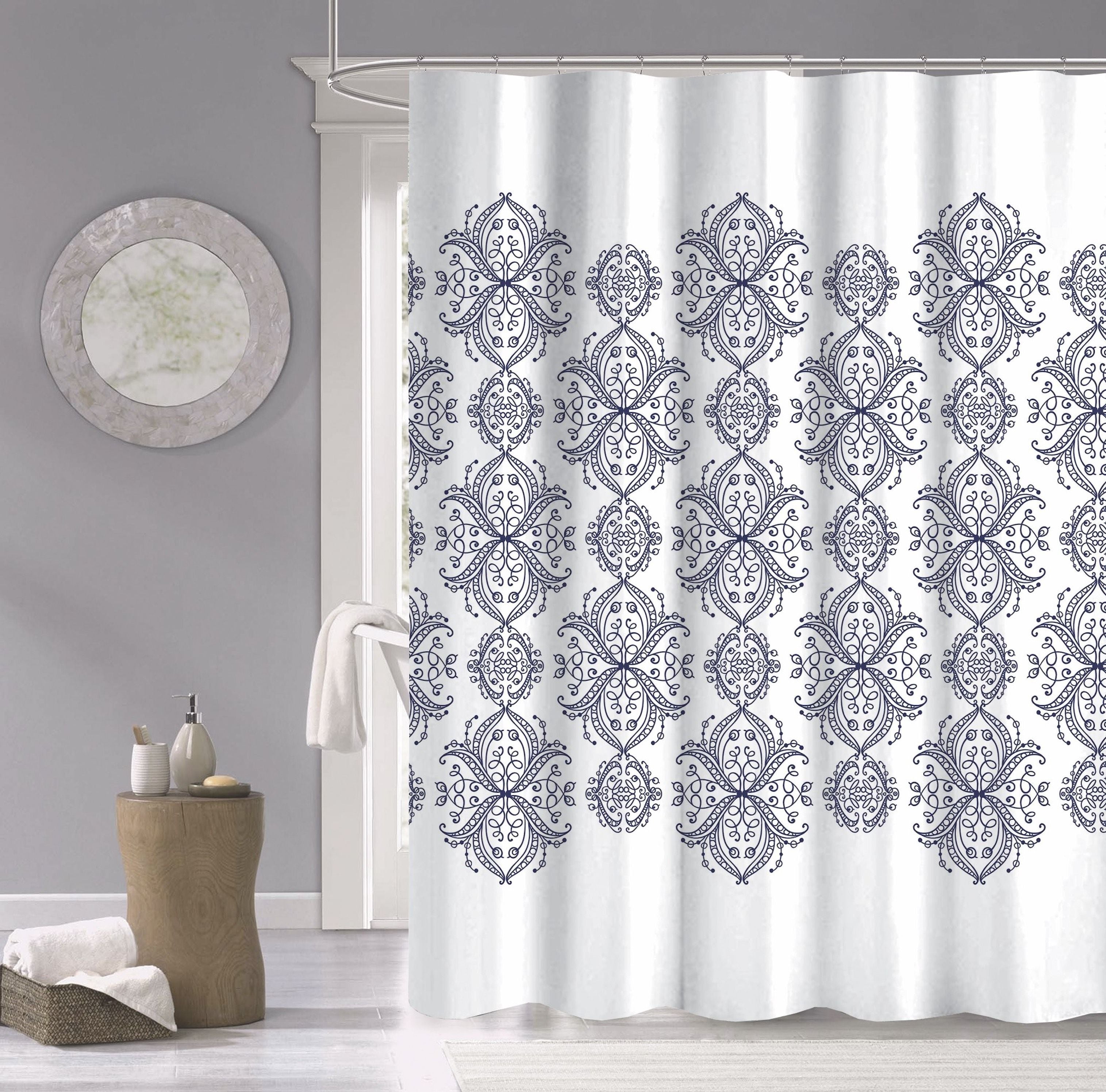  Dainty Home Royale Shower Curtain - Navy - Bonton