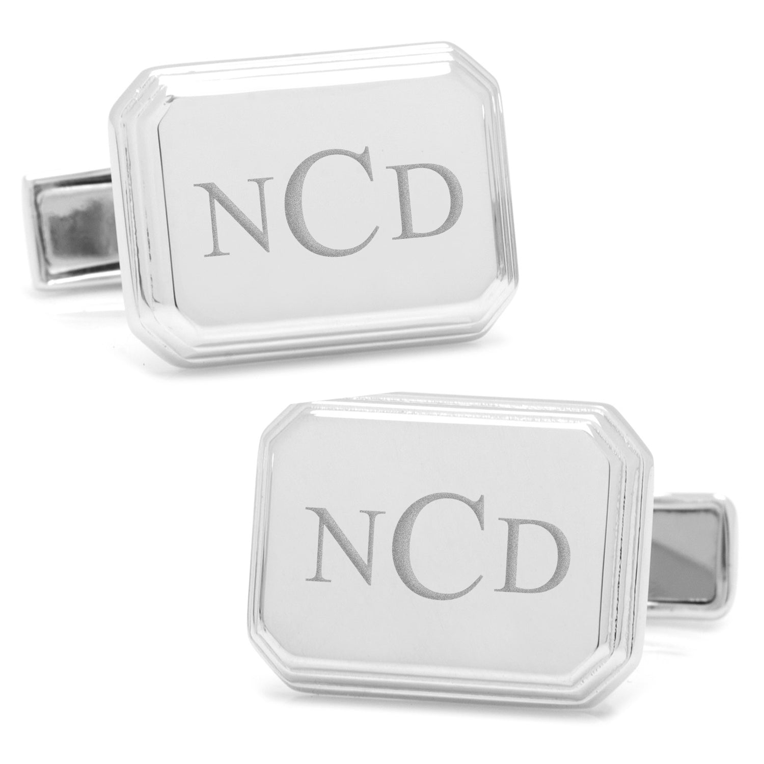  Cufflinks Sterling Rectangular Engravable Cufflinks - Default Title - Bonton