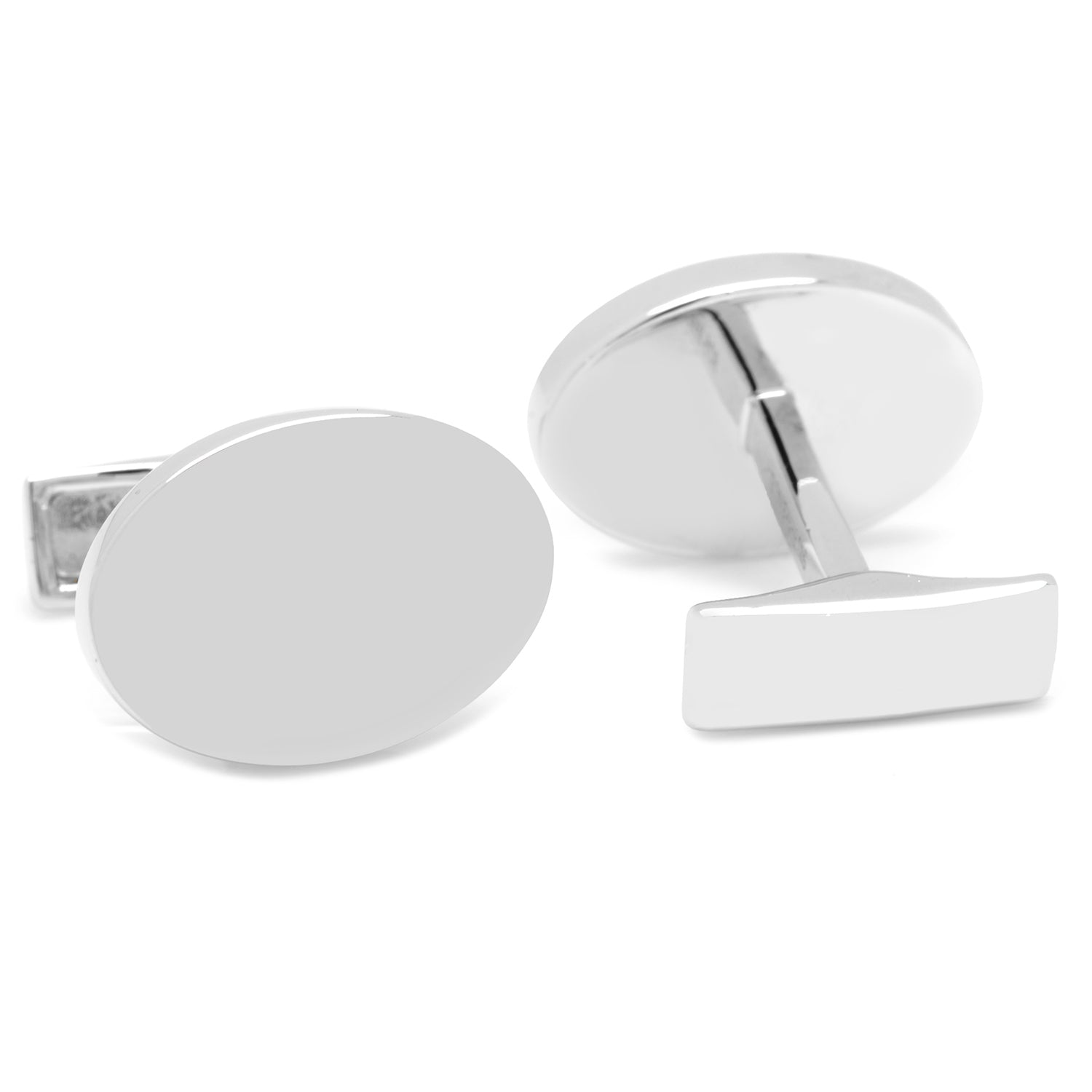  Cufflinks Sterling Silver Infinity Edge Oval Engravable Cufflinks - Default Title - Bonton