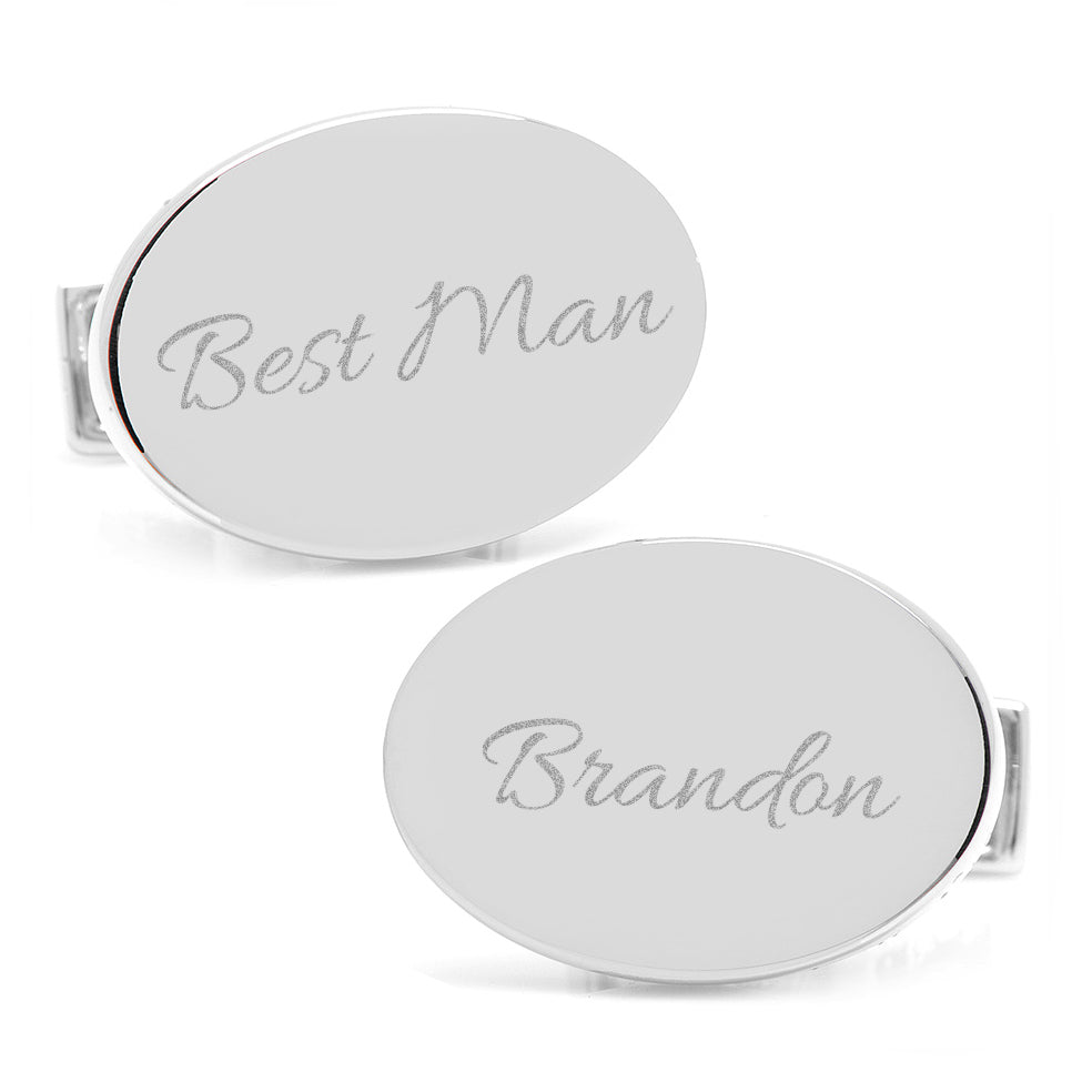  Cufflinks Sterling Silver Infinity Edge Oval Engravable Cufflinks - Default Title - Bonton