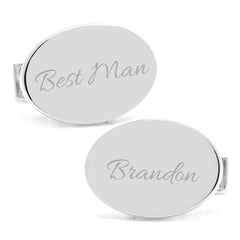 Sterling Silver Infinity Edge Oval Engravable Cufflinks