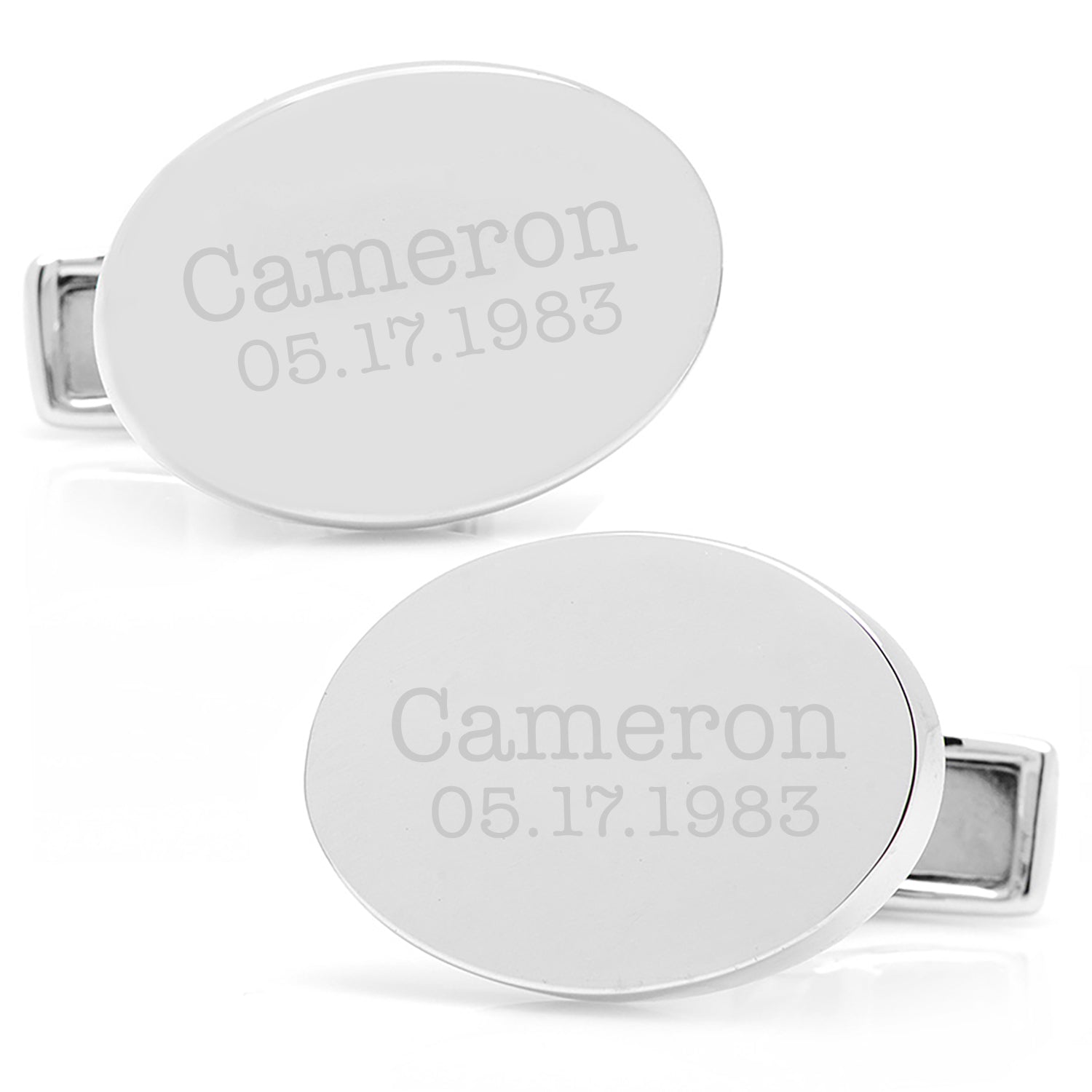  Cufflinks Engraved Precious Moments Sterling Silver Oval Cufflinks - Default Title - Bonton