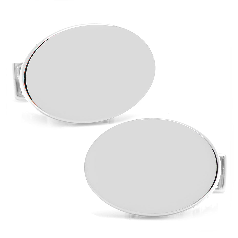  Cufflinks Sterling Silver Infinity Edge Oval Engravable Cufflinks - Default Title - Bonton