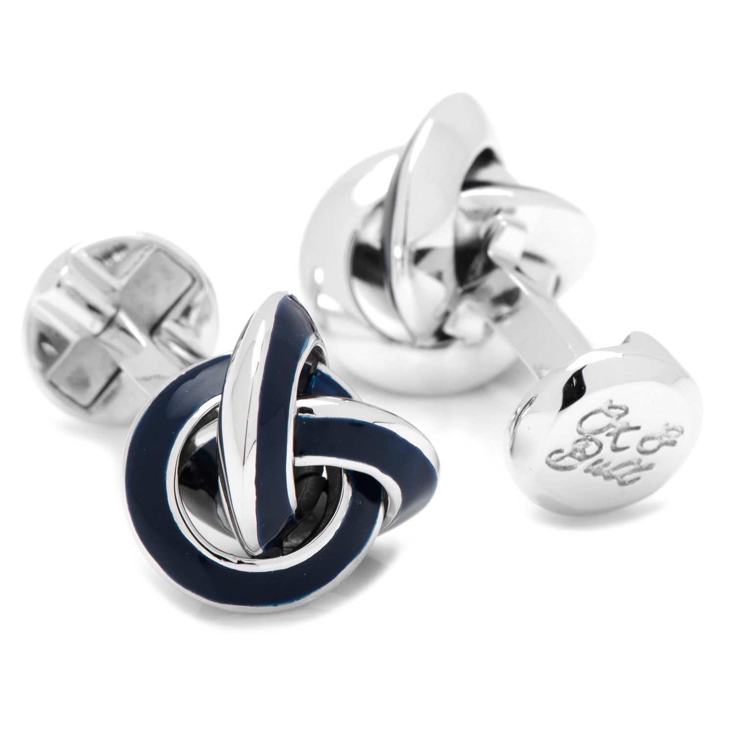  Cufflinks Sterling Blue Enamel Knot Cufflinks - Default Title - Bonton