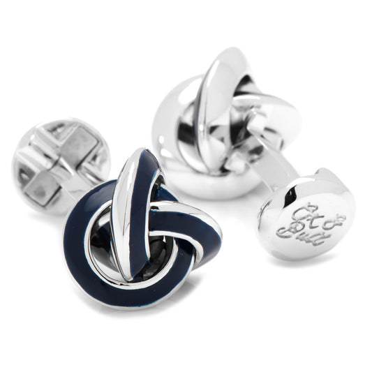 Sterling Blue Enamel Knot Cufflinks