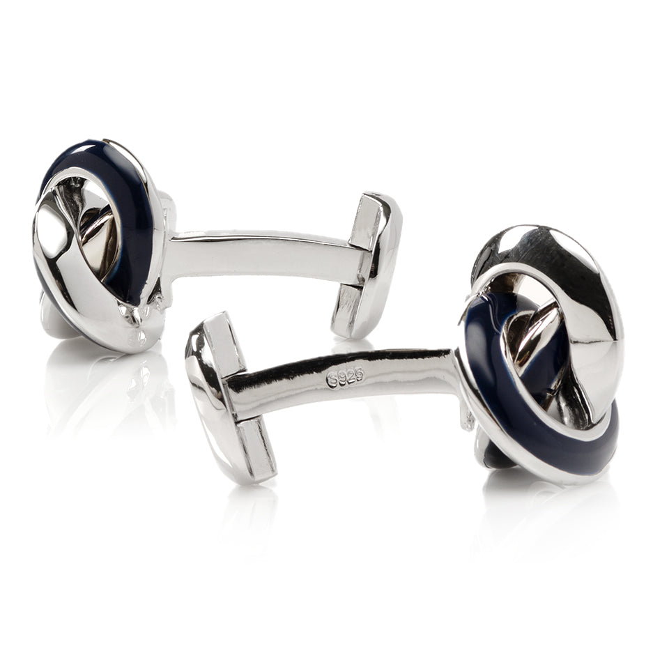  Cufflinks Sterling Blue Enamel Knot Cufflinks - Default Title - Bonton