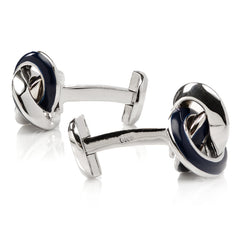 Sterling Blue Enamel Knot Cufflinks