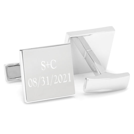 Personalized Wedding Day Engravable Square Cufflinks