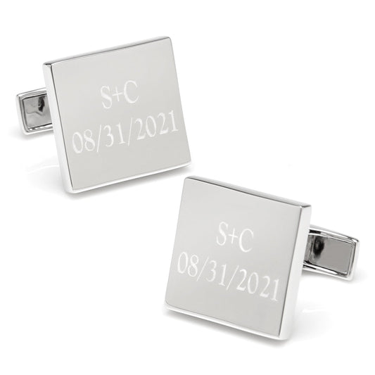 Personalized Wedding Day Engravable Square Cufflinks