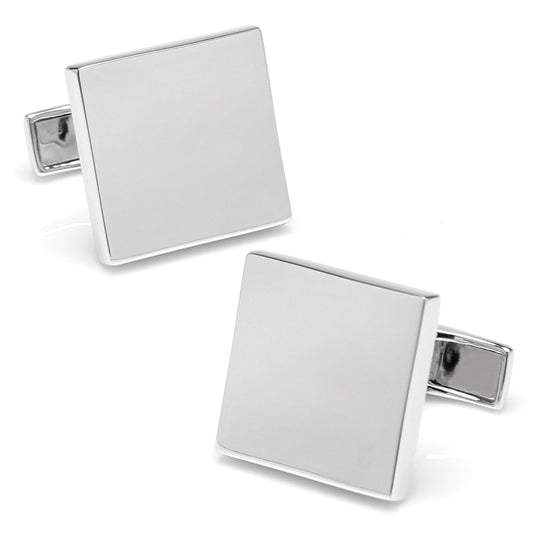 Sterling Silver Infinity Edge Square Engravable Cufflinks