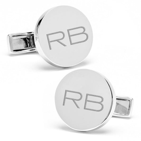 Sterling Silver Infinity Edge Round Engravable Cufflinks