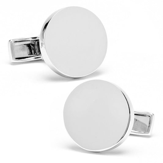 Sterling Silver Infinity Edge Round Engravable Cufflinks