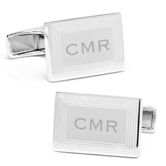 Sterling Silver Etched Frame Rectangle Engravable Cufflinks