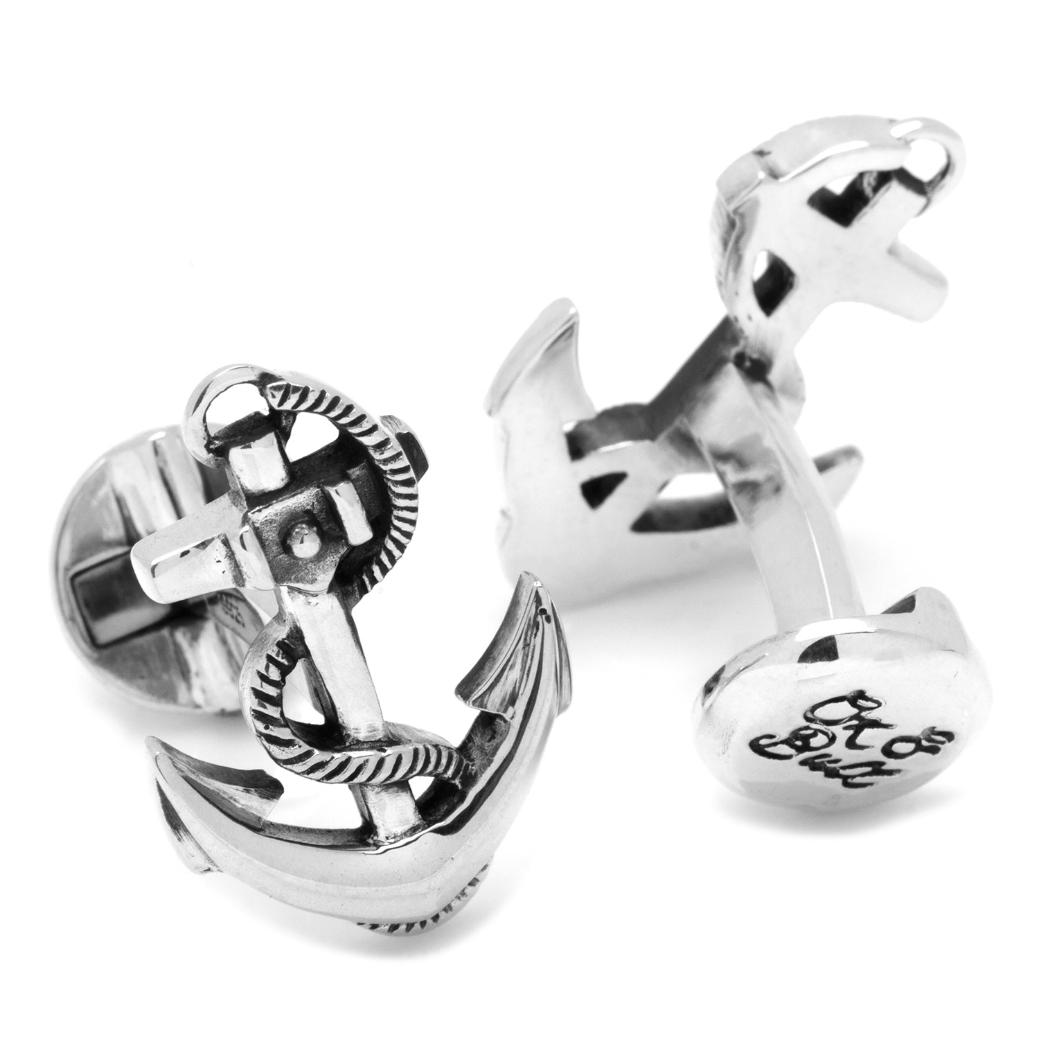  Cufflinks Sterling Silver Boat Anchor Cufflinks - Default Title - Bonton