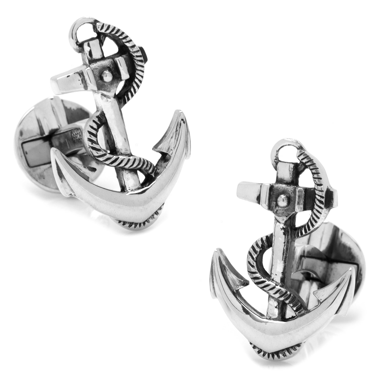  Cufflinks Sterling Silver Boat Anchor Cufflinks - Default Title - Bonton