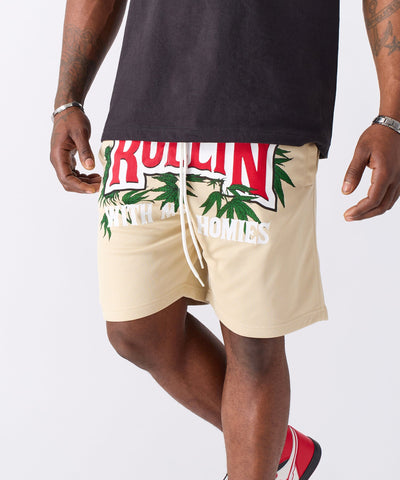 Cheech & Chong Rollin Mesh Short - Khaki
