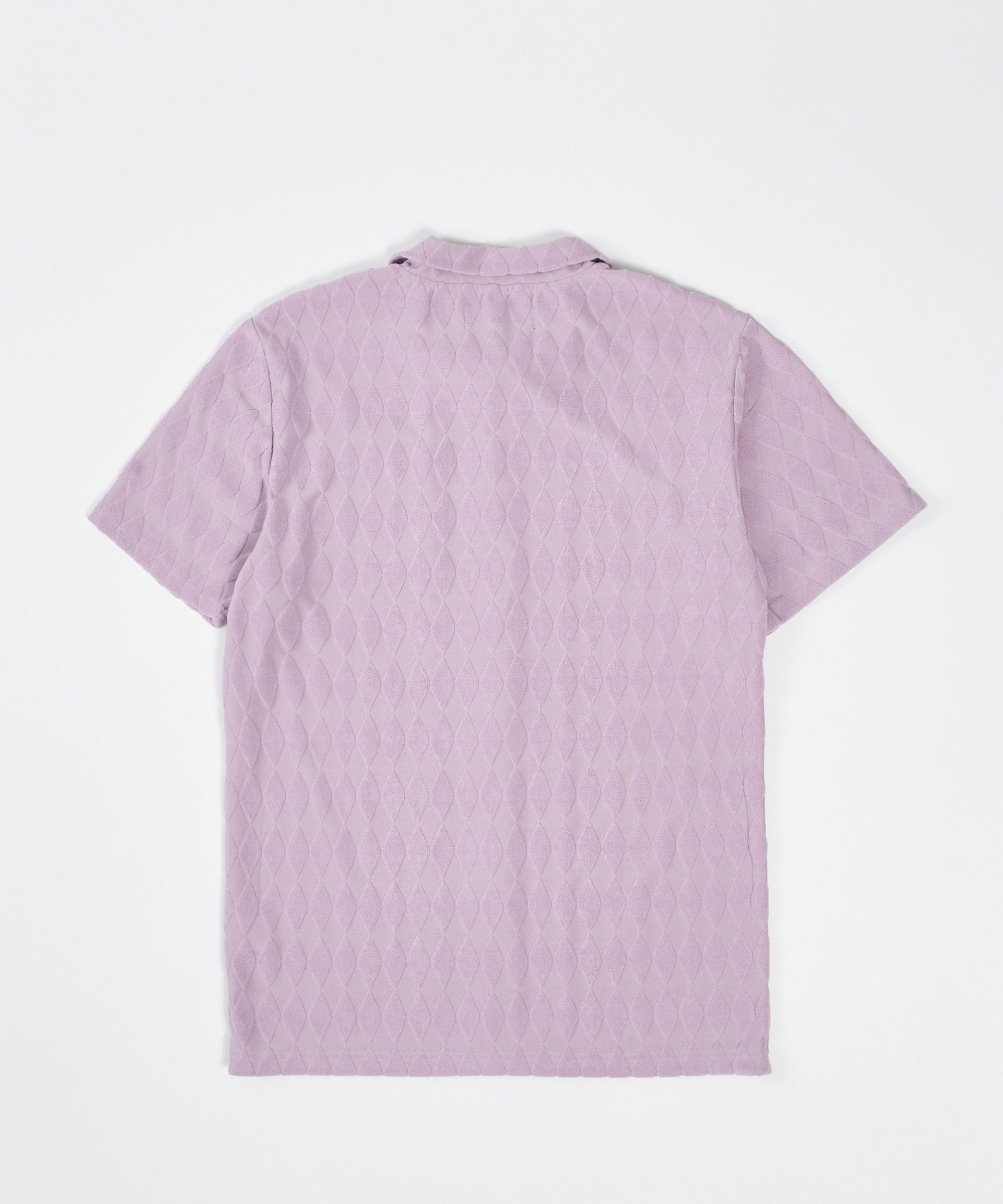  Reason Clothing Diamond Plate Towel Color Blocked Short Sleeve Button Down Shirt - Mauve - MAUVE - Bonton