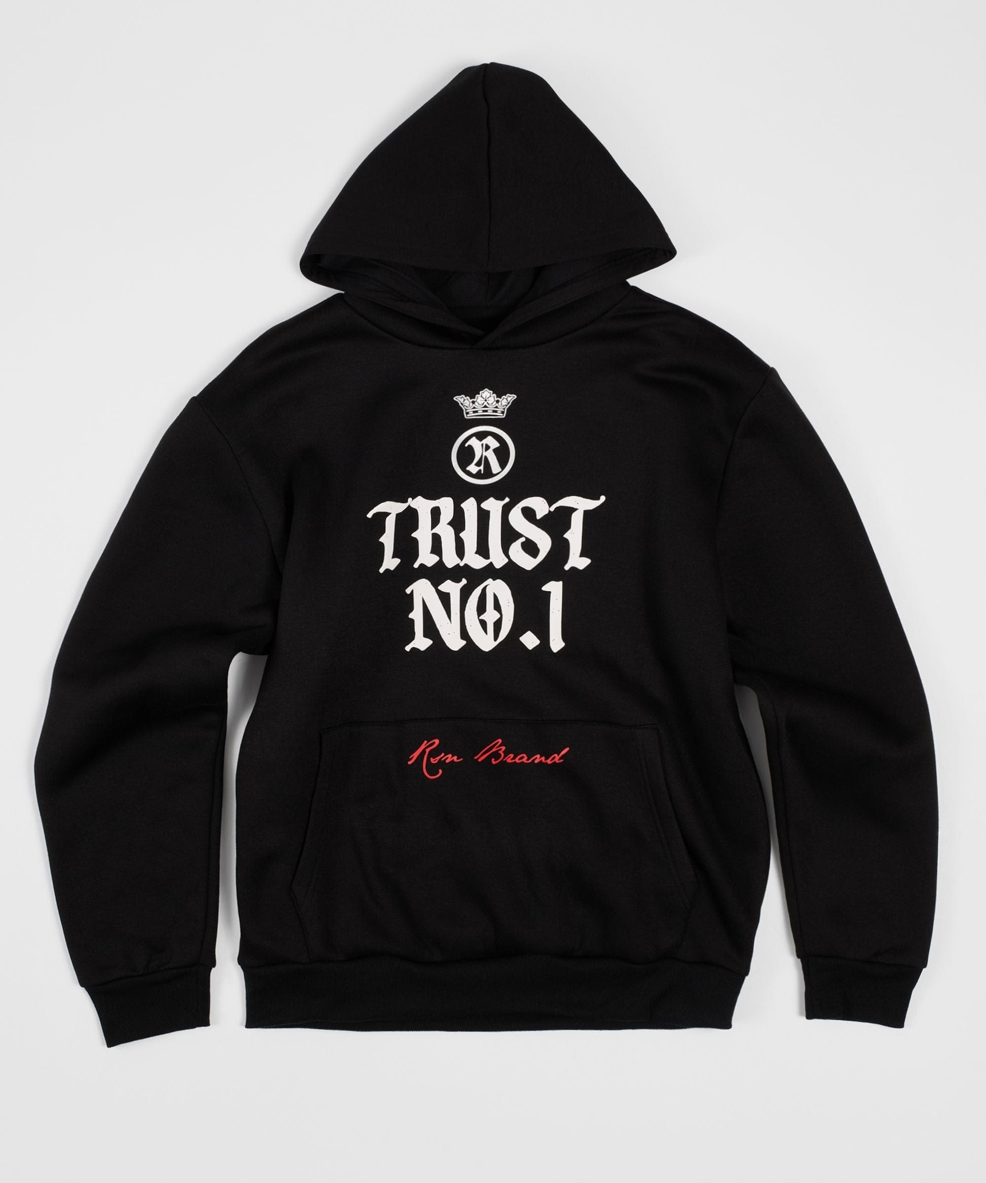  Reason Clothing Trust No 1 Front and Back Print Hoodie - Black - BLACK - Bonton