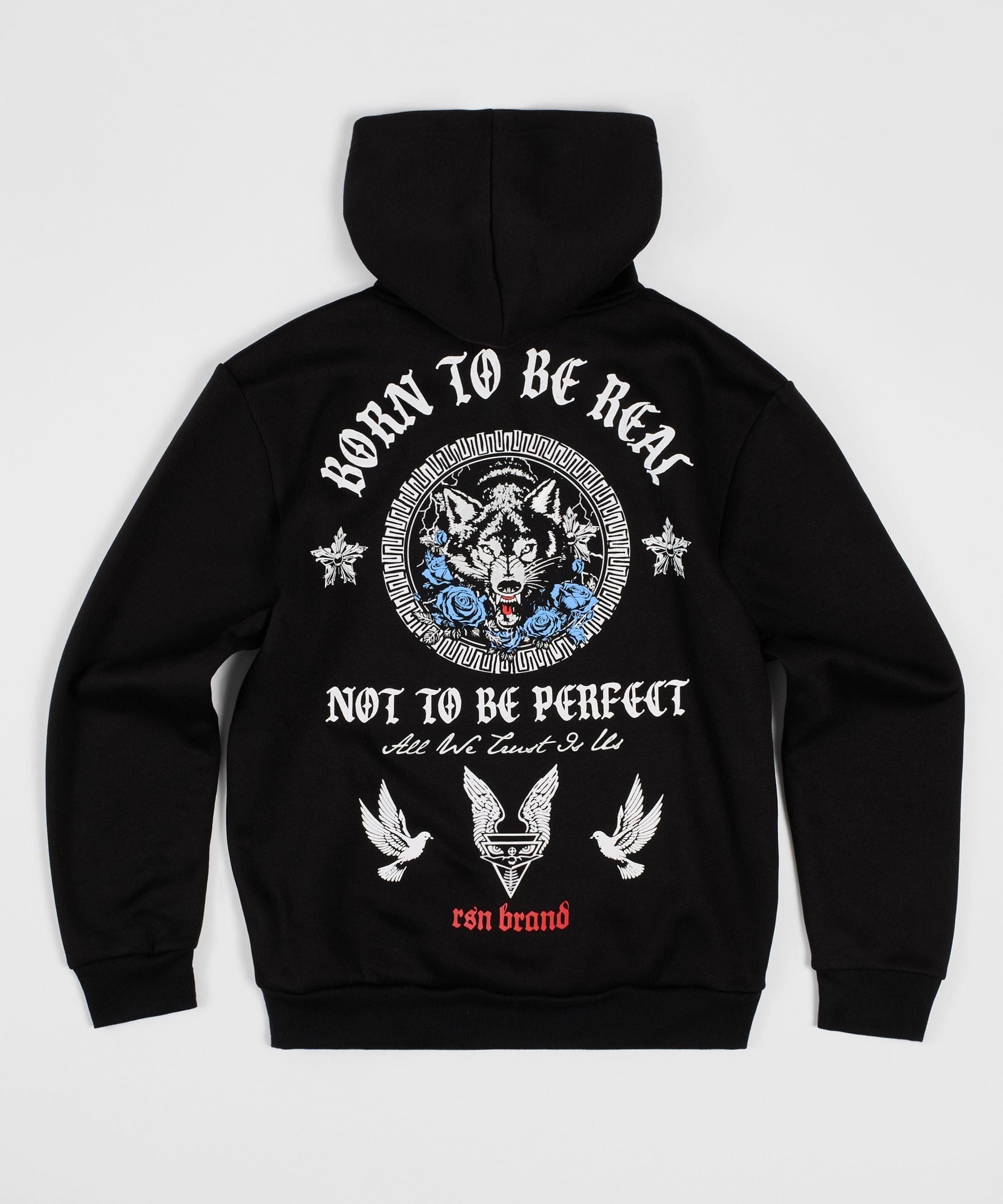  Reason Clothing Trust No 1 Front and Back Print Hoodie - Black - BLACK - Bonton
