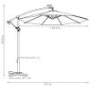 Steel Cantilever Offset Patio Umbrella with Solar LED Lights, Air Vent, Crank, and Base - 9'