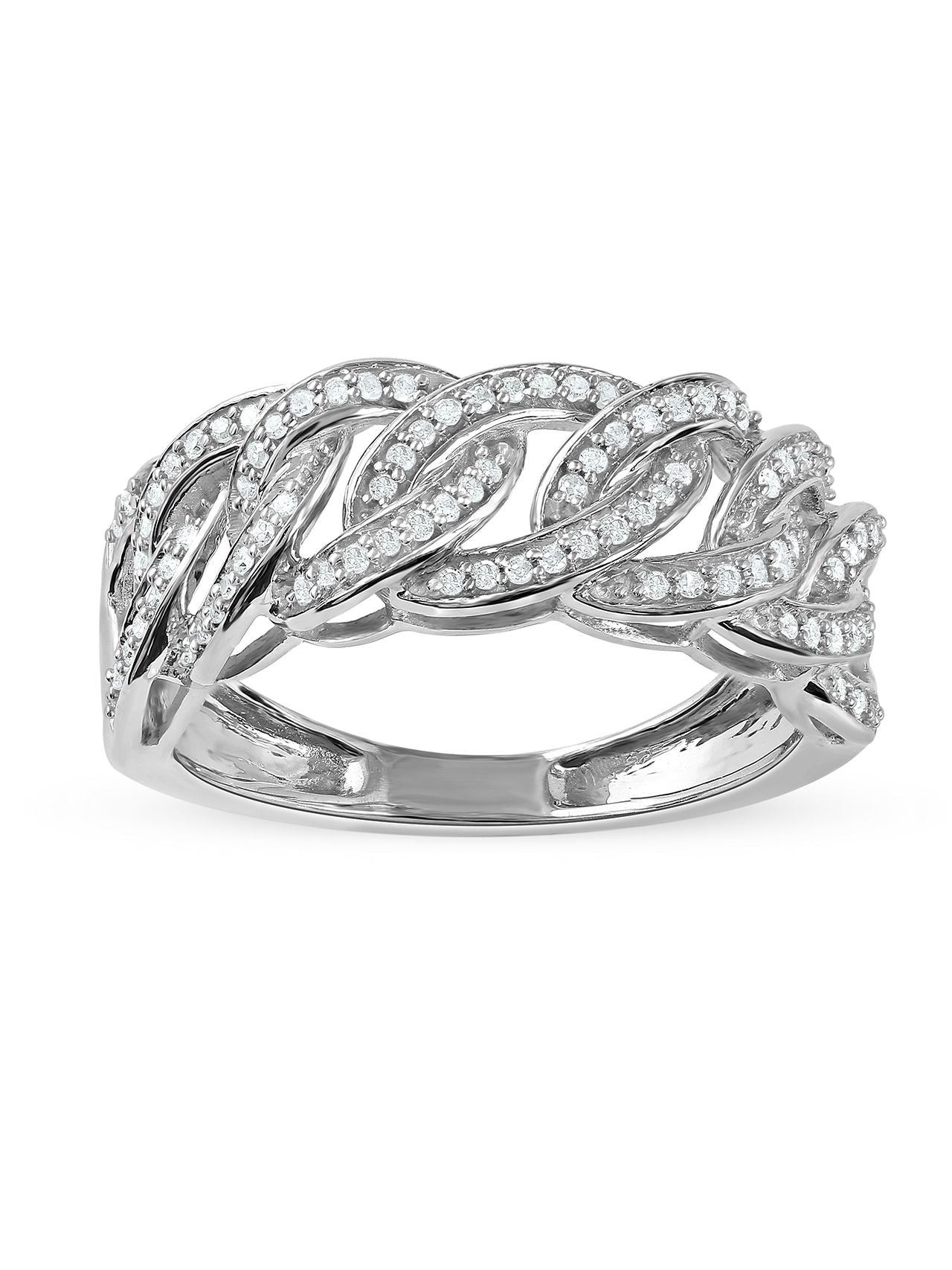  May & June 1/4ct TDW Diamond Double Cuban Link Mens Ring - White - Bonton