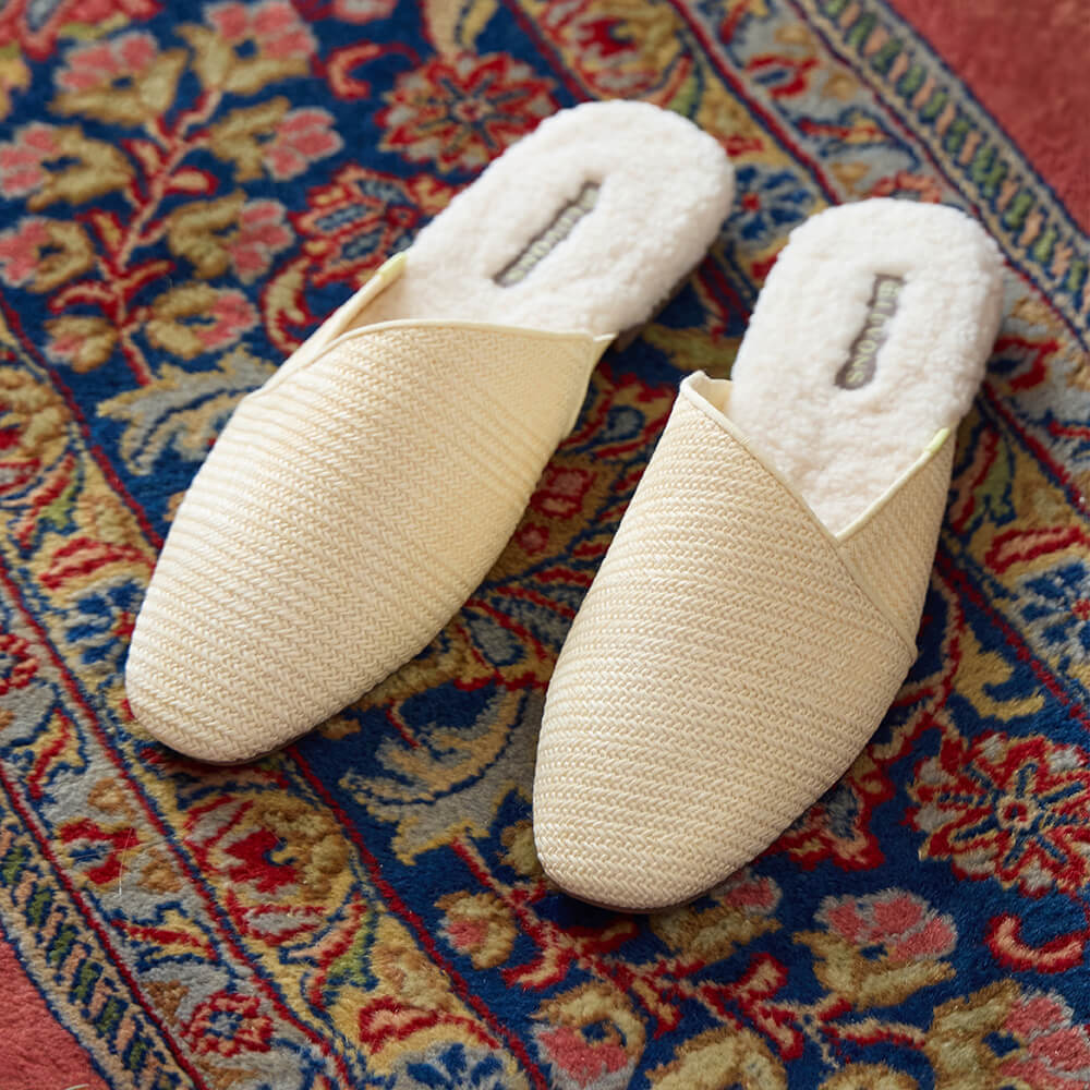  Luvons Devon Luxe Memory Foam Slippers - Raffia Cream - Bonton