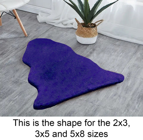 Royal Blue Faux Rabbit Fur Fuzzy Soft Fluffy Plush Cozy Shaggy Area Rug by Homemartgoods