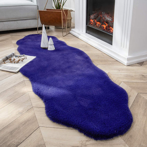 Royal Blue Faux Rabbit Fur Fuzzy Soft Fluffy Plush Cozy Shaggy Area Rug by Homemartgoods