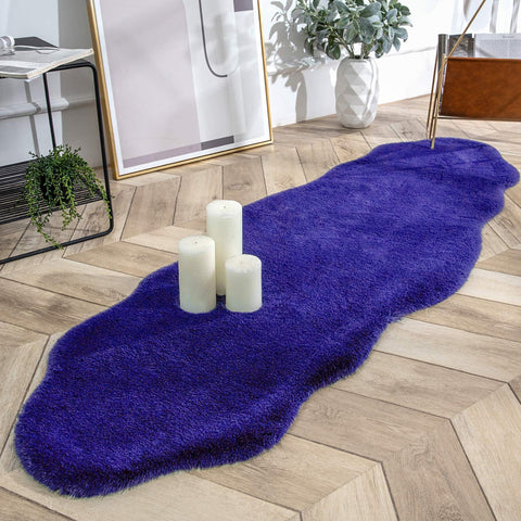 Royal Blue Faux Rabbit Fur Fuzzy Soft Fluffy Plush Cozy Shaggy Area Rug by Homemartgoods