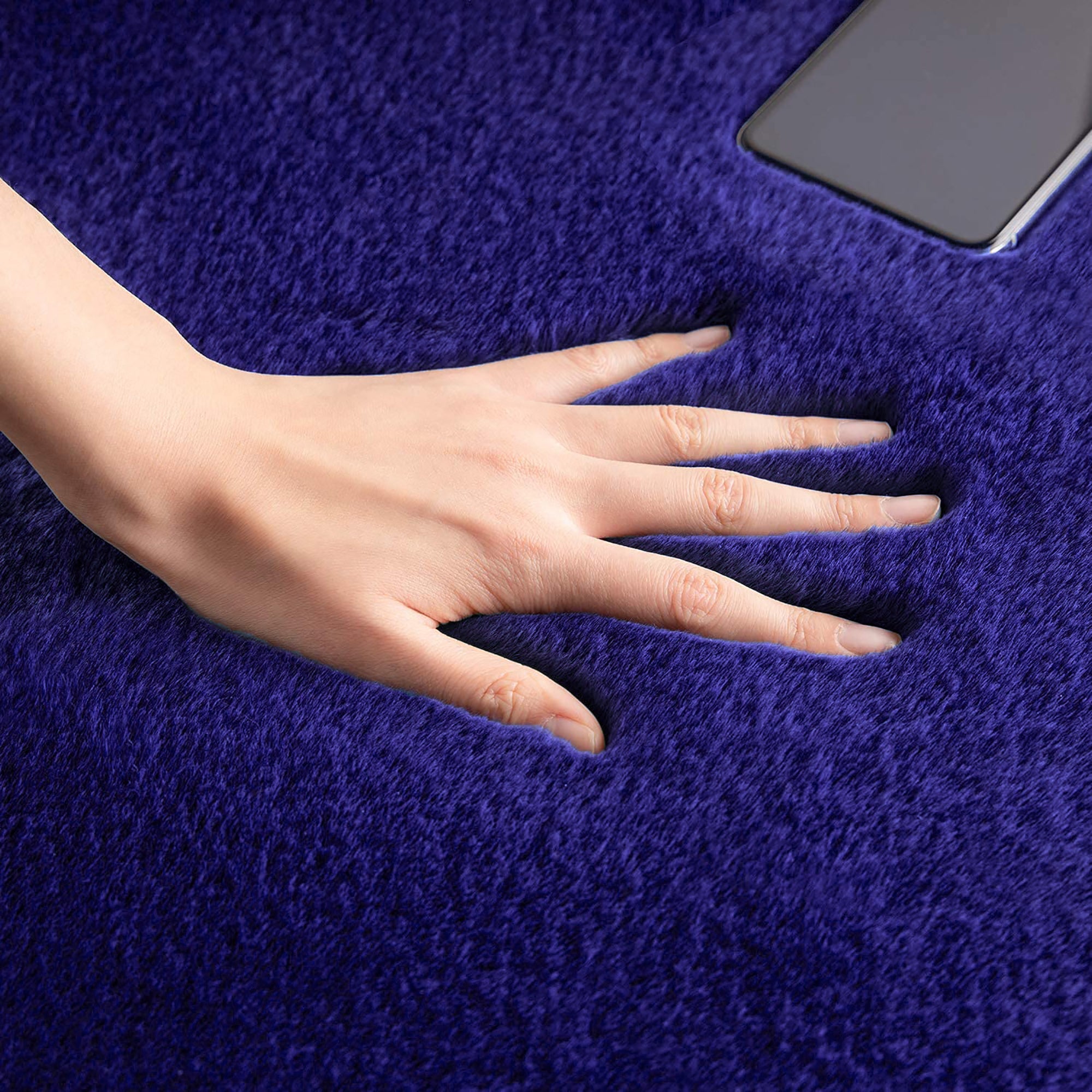  Home Mart Goods Royal Blue Faux Rabbit Fur Fuzzy Soft Fluffy Plush Cozy Shaggy Area Rug by Homemartgoods - 2' x 3' Feet - Bonton