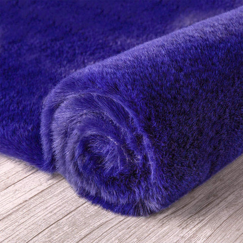 Royal Blue Faux Rabbit Fur Fuzzy Soft Fluffy Plush Cozy Shaggy Area Rug by Homemartgoods